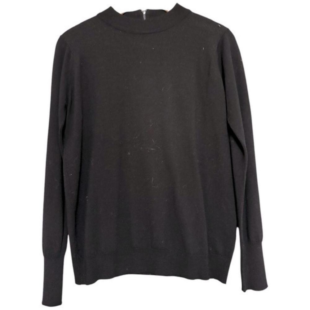 John Smedley For Hooper 1960s Women’s 16 L Black Wool Knit Half Zip Back Sweater